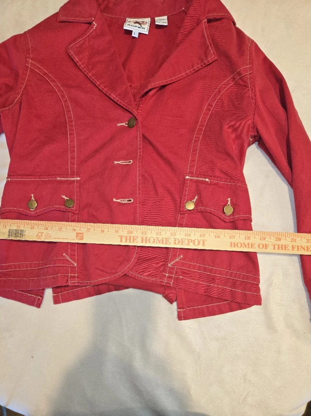 Roper Red Women's Blazer with Contrast Stitching Buttons Large